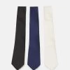 Pier One Qualité Garantie 3 PACK – Cravate Cravates Et Nœuds Papillon Couleur Unie Homme